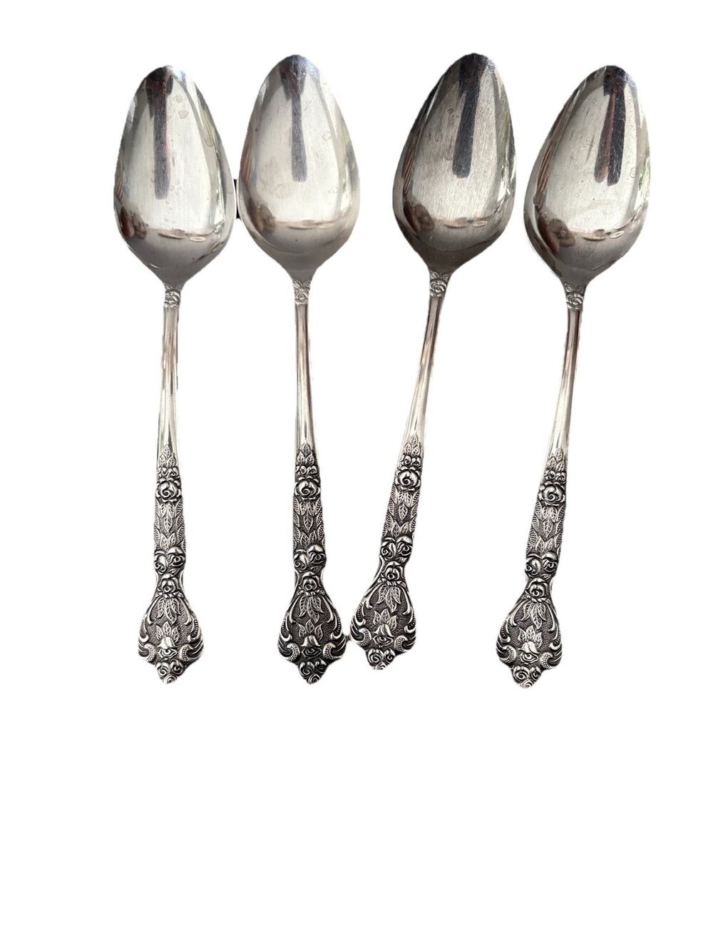Set of 4 MSI Japan VERSAILLES Stainless Place Spoons Floral Vintage